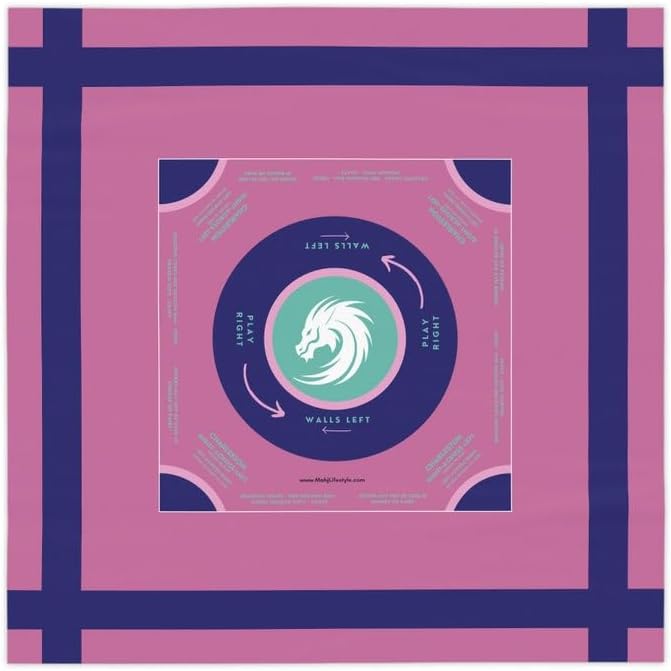 Pastel Mahjong Tablecloth with Instructions - Perfect for Mahjong Enthusiasts and Teams (Purple & Blue)