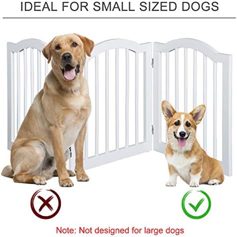 Pawhut Wooden Foldable Dog Gate Stepover Panel Pet Fence Freestanding Safety Barrier for the House, Doorway, Stairs(White)