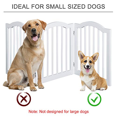 PawHut Freestanding Pet Gate Wooden Dog Gate with Support Feet Foldable Pet Fence Safety Barrier for the House Doorway Stairs White - Image 5