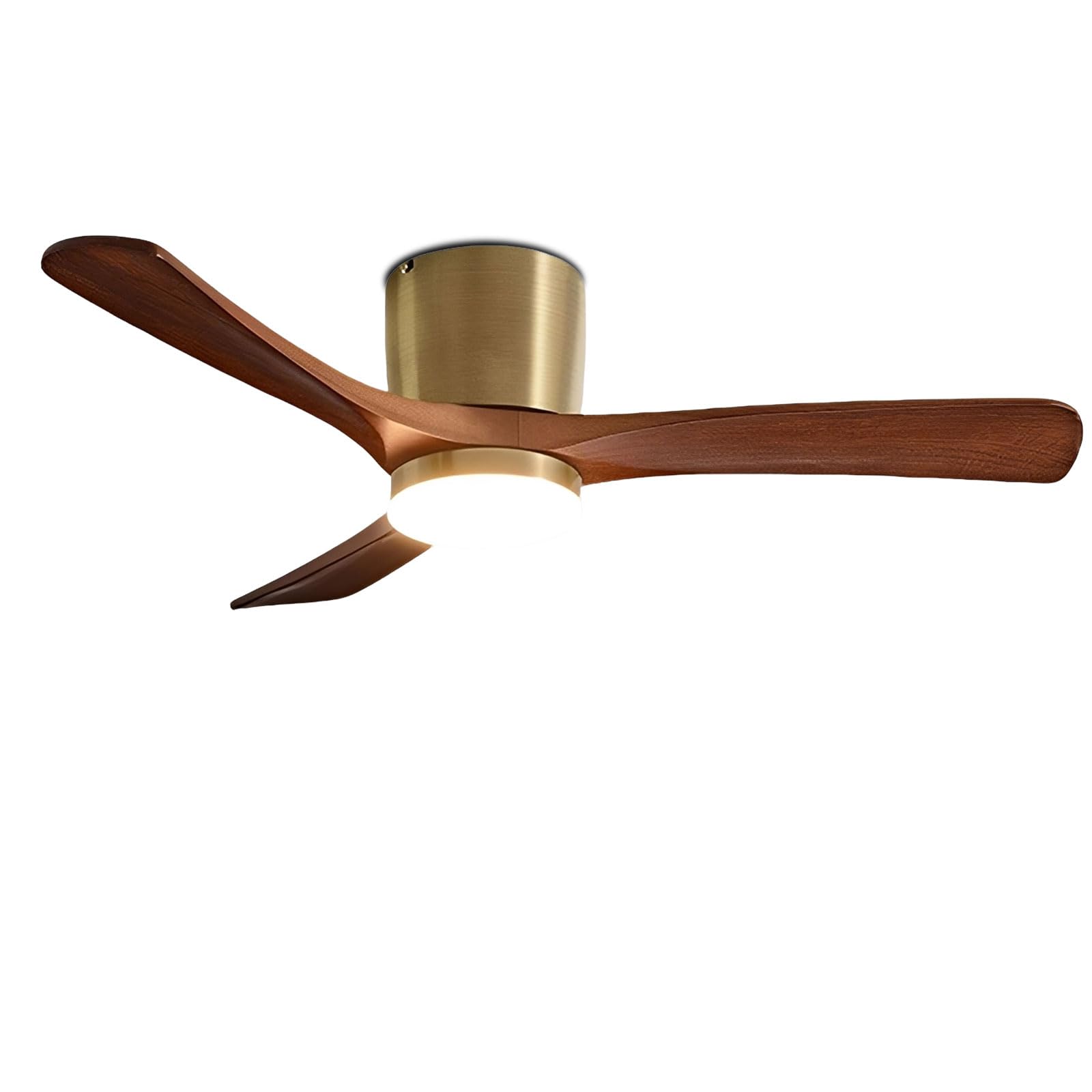 SXDMOUBK Walnut Wood Ceiling Fan with Light Modern Quiet Fans Dimmable LED for Bedroom Dining Room Living Smart Remote/APP/Voice Control