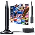 TV Antenna 2026 Indoor with Signal Booster – Long Range Digital HD Antenna for Smart and Older TVs, Supports Local Channels, 4K, and 1080p