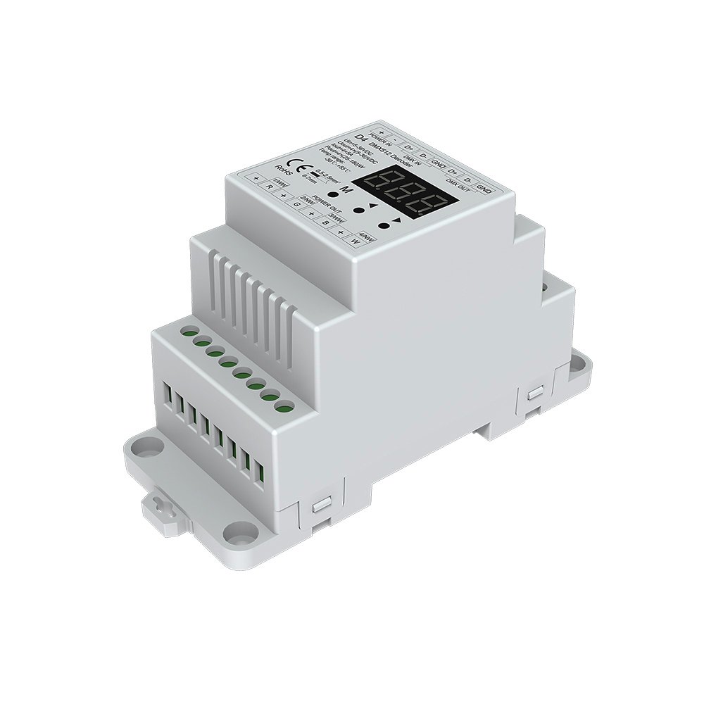 4 CH Constant Voltage DMX512 Decoder RGB/RGBW Controller Din Rail Mounted 4 Channel Dimming Controller 5-24VDC