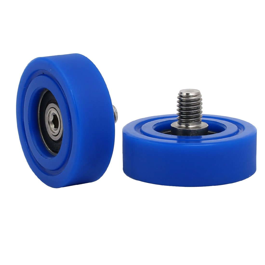 Aexit 2pcs M10 Material handling x 8mm Thread F Type Idler Bearing Pulley Blue 8mm x 40mm x 13mm Model:80as314qo204