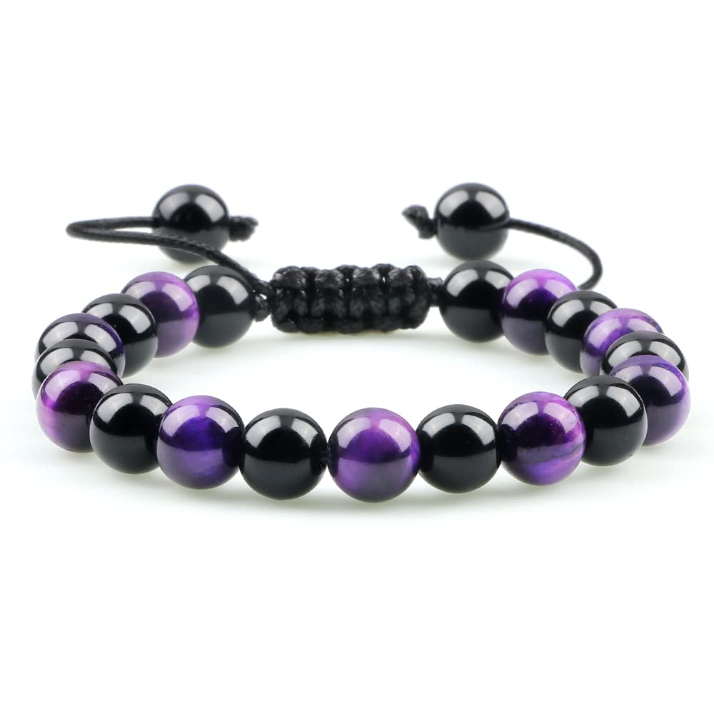 Natürliche Schwarze Obsidian Perlen Armband Männer Tigerauge Stein Katzenauge Armband Yoga ätherisches Öl elastische Strang Armreifen Geschenk