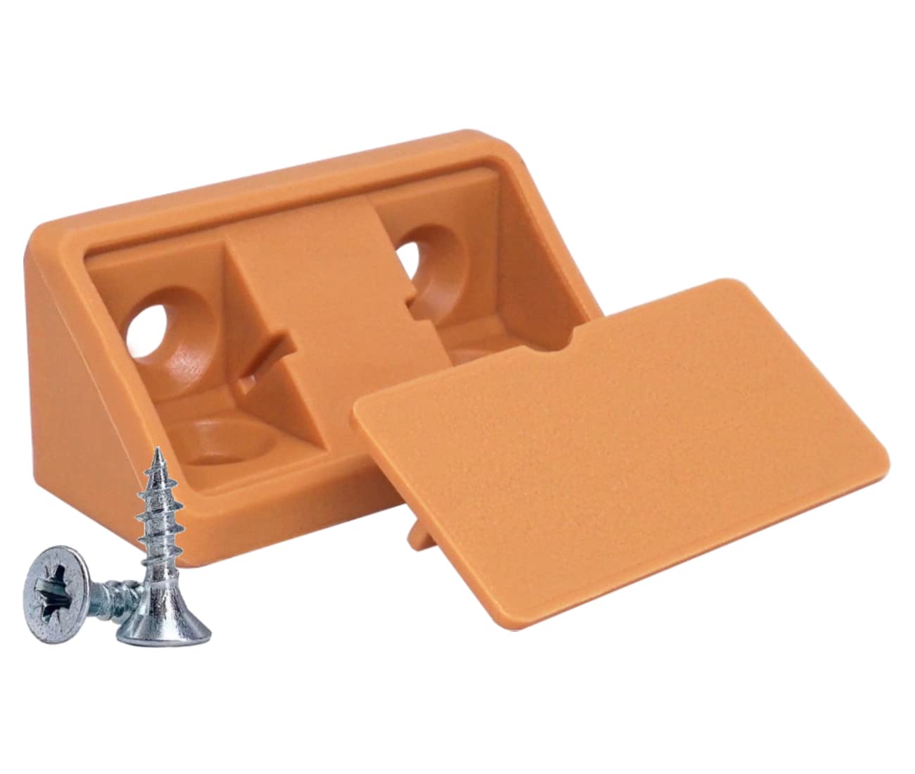 Skir'co Light Brown (20 Pcs) Shelf Brackets 44 X 20 X 20 Mm, 90 Degree Furniture Corner Brace, Plastic Right Angle Joint, Screws Included (20, )