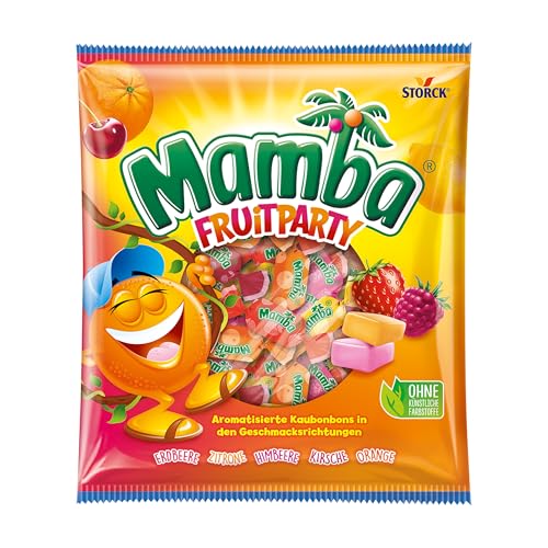 Mamba Fruitparty 1 x 290 g Leckere Kaubonbons in fünf fruchtigen Geschmacksrichtungen Süßigkeiten Mix einzeln verpackt und ideal zum Teilen