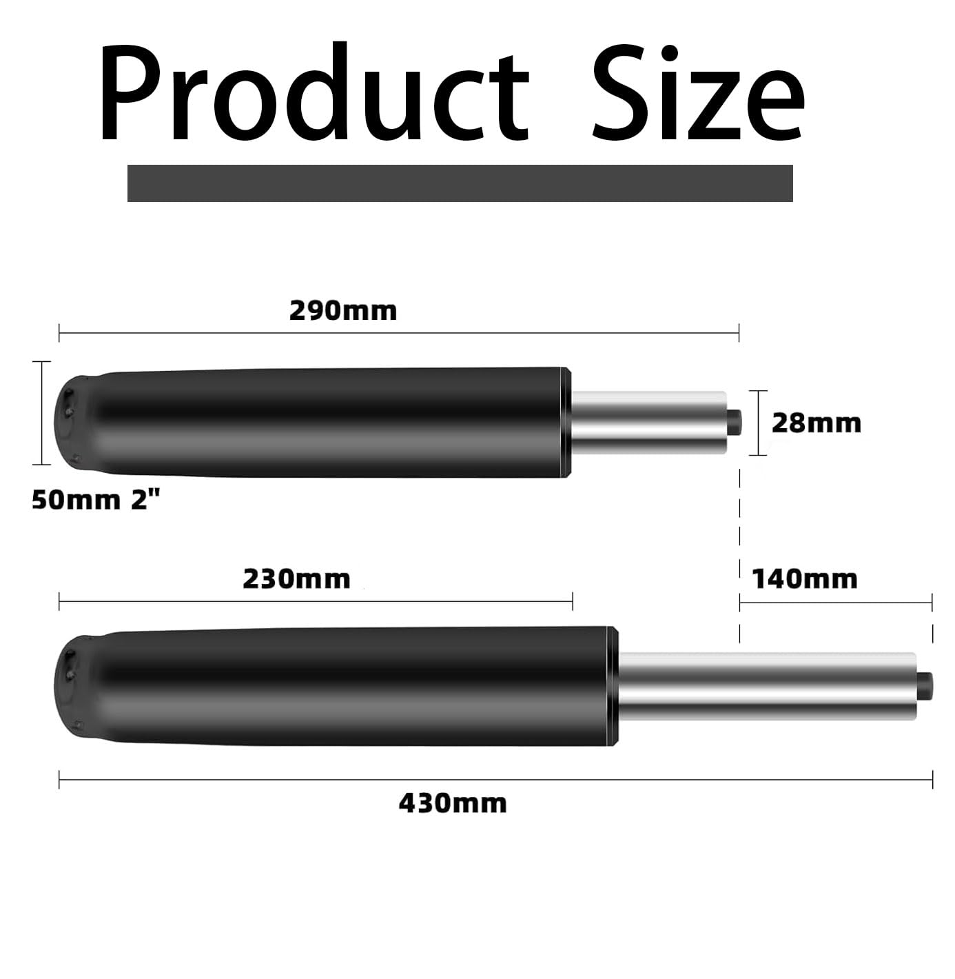 Gasdruckfeder Bürostuhl,Höhenverstellbar von 290 mm bis 430 mm,Schwarz | Dieses Produkt hat eine Tragfähigkeit von 1000 lbs (450 kg) und kann die Sitzsäulen von Bürostühlen und Drehstühlen ersetzen
