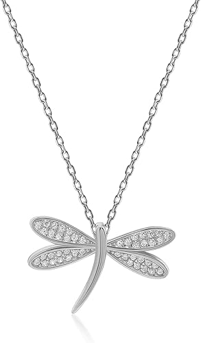 Miniatura 18 de Collar de libélula de plata de ley con dije de libélula, delicado collar de libélula, joyería de insecto, circonita cúbica 01_dorado