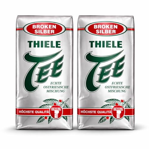 Thiele Tee Broken Silber 250g Echte Ostfriesische Mischung Kräftiger Schwarztee 2er oder 4er Set + minafood Notizblock (1)
