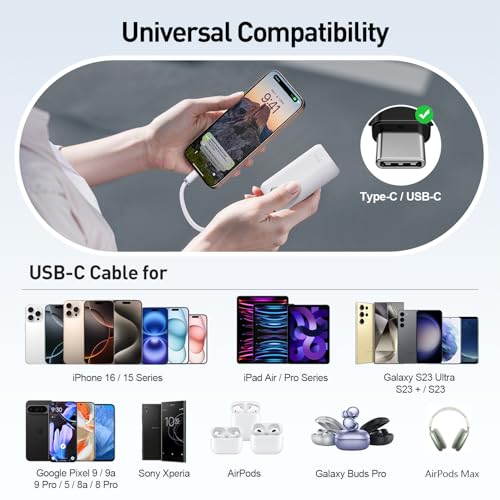 Image of iWALK Portable Charger, 10000mAh 45W PD Power Bank, USB C in&Out Fast Charging Battery Pack with Phone Stand, Travel Essential Powerbank for iPhone 17 16 15 14 13 12 Samsung S25 MacBook etc,White
