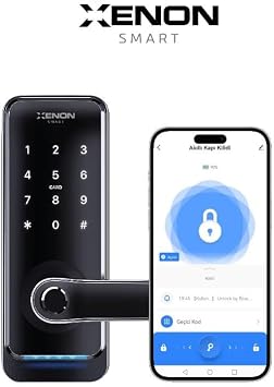 Xenon Smart Akıllı Kapı Kilidi | Parmak İzli Şifreli Bluetooth Gateway Uyumlu Siyah (X8056)