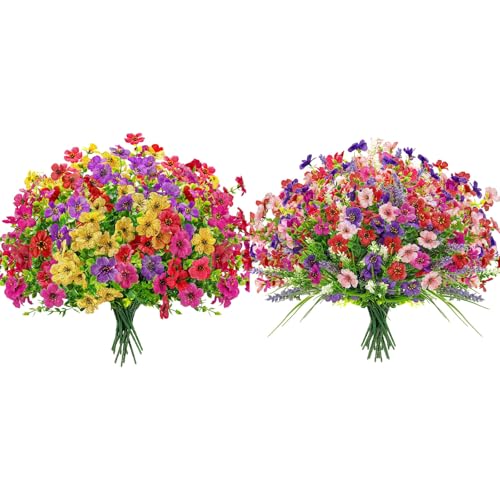 Der Rose Bundle of 12 Bundles Fake Flowers and 24 Bundles Artificial Plants