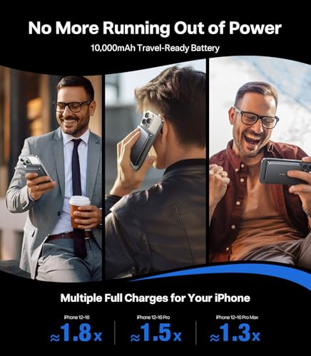 Image of TORRAS MiniMag 25W Qi2.2 Magnetic Portable Charger Power Bank, 10000mAh Fast Portable Phone Charger, 45W Output & 30W Input USB-C, Slim Battery Pack Charger Portable for iPhone 17 /16 /15 /14 /13