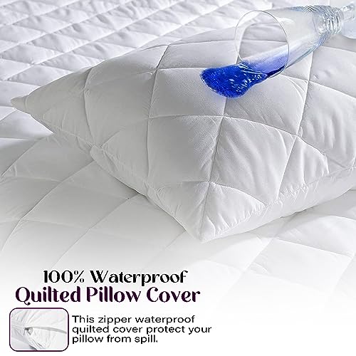Sunshine Comforts Pillow Cases 4 pack, Waterproof Microfiber Quilted Pillow Cases/Pillow Protectors - Image 2