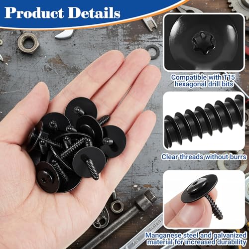 Image of 50 Pcs Fender Liner Screws Compatible with Gm 11548270, Wheel Splash Shield Bumper Cover Fastener Kit Replacement Bolt Screws for Inner Fender Air Deflector Grille Panel Automotive Repair Clips