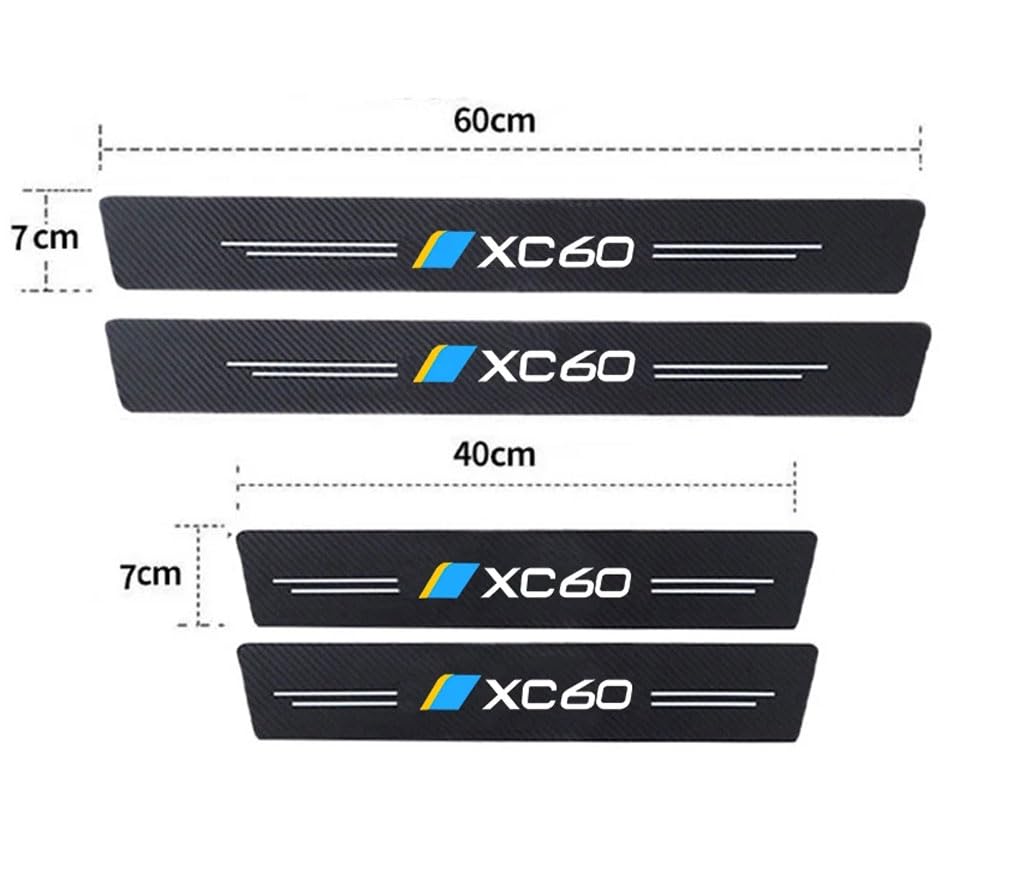 4 sztuki do Volvo XC60 listwy progowe do samochodu, folia ochronna z włókna węglowego, folia ochronna do lakieru, ochrona progu, naklejka na drzwi samochodowe, osłona