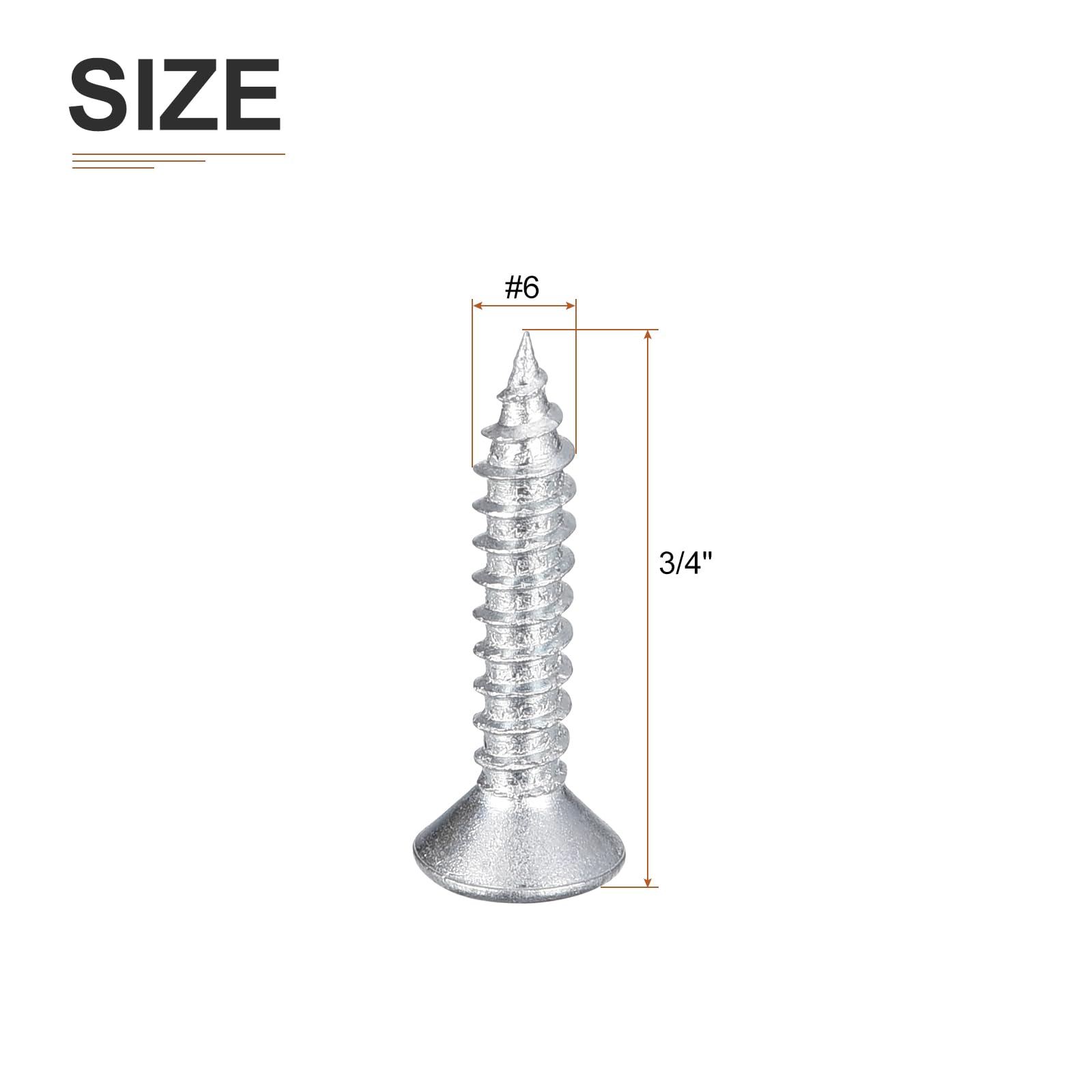 DTGN 100Pcs #6x3/4" Flat Head Wood Screws, Carbon Steel Phillips Self Tapping Screws - Good for Woodworking Furniture - Silver - Image 2