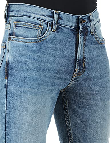 Image of INKD Men's Regular Fit Jeans - Mid-Rise | Cotton Blend | Lightweight | Stretchable Fabric | Contrast Stitch | Classic 5 Pocket Styling | Jeans for Men