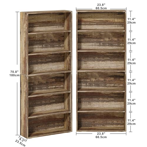 IRONCK-Bookshelves-and-Bookcases-Set-of-2-Floor-Standing-6-Tier-Display-Storage-Shelves-70in-Tall-Bookcase-Home-Decor-Furniture-for-Home-Office-Living-Room-Bed-Room