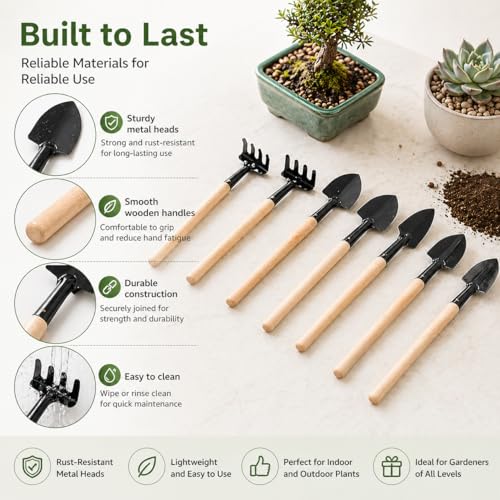 Juego de herramientas de jardinería mini 8 piezas miniatura 6