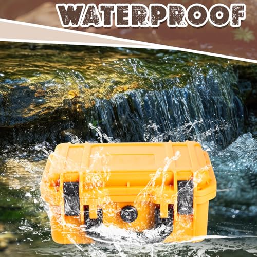 Image of Relaxweex 1 Pcs Waterproof Hard Case with DIY Customizable Foam Insert Portable Protective Case with Knife for Camera Drones Equipments Tools Test Instruments(Yellow,14.3 x 11.4 x 4.5 Inch)