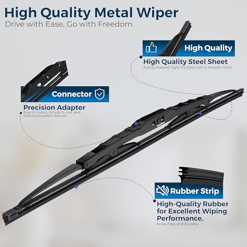Image of Woscher Car Wiper Blade 16 Inch | Flat Blade Performance | High-Speed All-Weather Wiping | Universal Fit | Single Wiper Blade for Cars