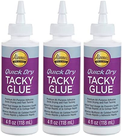 Aleene's Quick Dry Tacky Glue, Premium All-Purpose Adjesove, Quick Drying and Fast Tacking, 4 fl oz 3-Pack