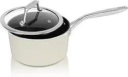 Coleção TeChef ValenCera | Panela antiaderente de cerâmica de 2 litros com tampa de vidro, atóxica - não tóxica - livre de PFAS, PFOA, PTFE (Saucepan 2 Qt)