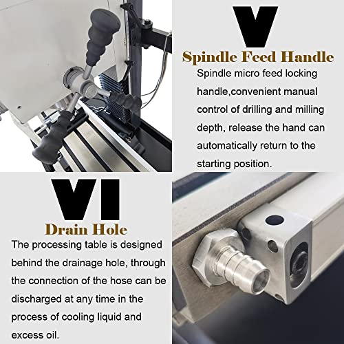WYDDDARY Mini Drilling and Milling Machine Vertical drill and mill 0.9" 1100W Brushless High Precision Milling and Drilling Machine R8 Spindle Taper with Supporting Base 110V - Image 7