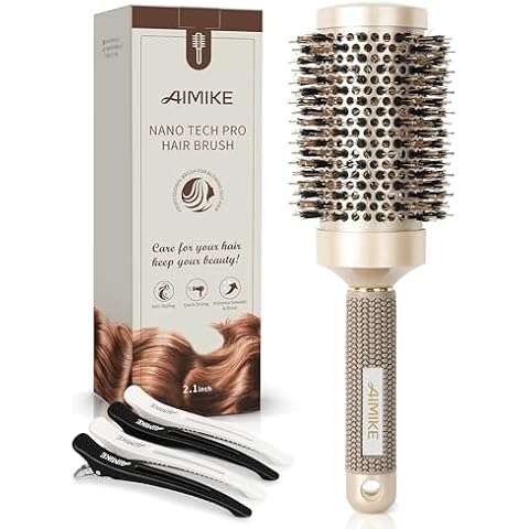 AIMIKE Round Brush with Boar Bristles Cover
