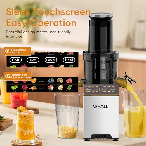 whall-Masticating-Slow-Juicer-Professional-Stainless-Juicer-Machines-for-Vegetable-and-Fruit-Touchscreen-Cold-Press-Juicer-with-2-Speed-ModesGold