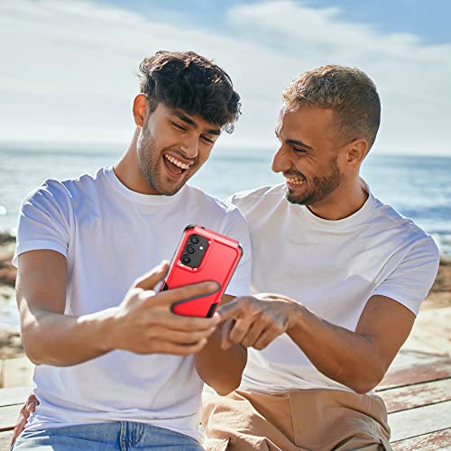 Jxvm For Samsung Galaxy A54 5G Case: Shockproof Dual Layer Tough Phone Cover Protective With Tempered Glass Screen Protector Rugged - Military Grade Heavy Duty Protection, 6.4Inch, 2023 (Black Red) #TOP6