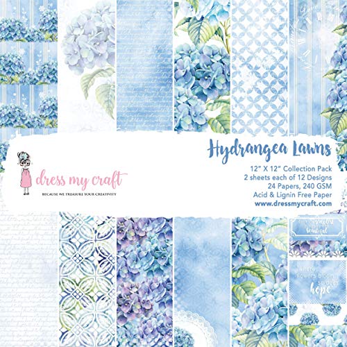 DRESS MY CRAFT/CRAFTER'S 3PL PAPR PAD12, Hydrangea Lawns, 12 Designs/2 Each, One Size