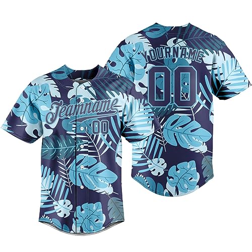 Custom Baseball Jersey Personalized Hawaiian Floral Shirt Button Down Tropical Holiday Beach Shirts for Men Women Youth miniatura 1