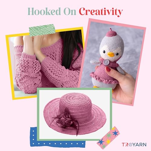 Image of TROYARN Summer (4- Skeins Pack) Silk Effect Hand Knitting Yarn Crochet Art Lace Craft 100% Microfiber Acrylic 4x100 gr (4x383 yds) (105178 - Dark Pink)