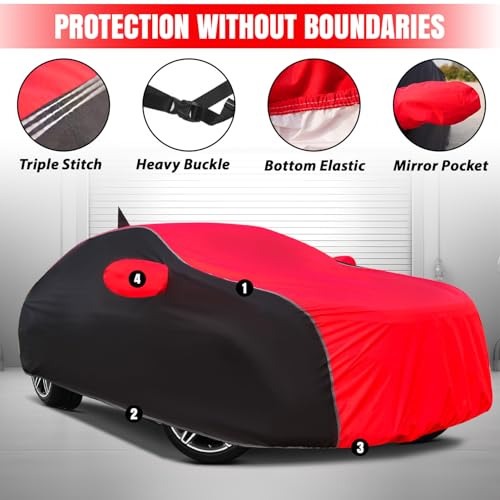 Image of for Nissan Magnite 100% Waterproof Car Cover for All Weather Protection with Mirror Pockets, Soft Cotton Lining, Triple Stitched with Adjustable Belt Bottom Elastic to Secure Fit