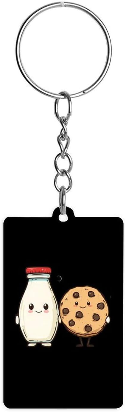 Milk And Cookies Food Acrylic Keychains Personalized Key Chain Key Tags Bag Charms Gifts