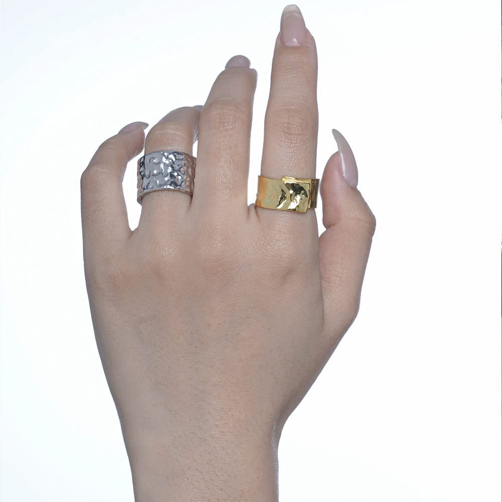 Anelli D'Argento,Anelli Regolabili Per Donna Modello Martello Grosso Anello Solido In Argento Sterling 925 Anelli Di Eternità Anelli Di Fidanzamento Placcati In Oro Anelli Di Promessa Per Ragazze S