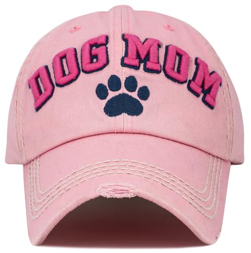 Image of KBETHOS Dog Cat Mom Dad Theme Womens Baseball Cap Distressed Vintage Unconstructed Embroidered Patch Hat