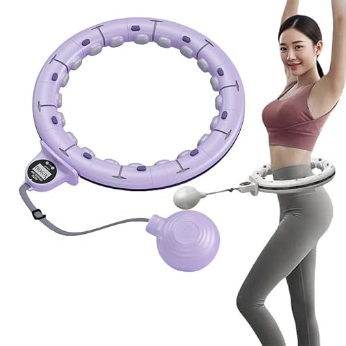 スマートフラフープ ダイエット器具 フラフープダイエット用 大人子供兼用 組み立て式 サイズ調整可能(65~110CM) 落ちない設計 計数センサー付き フィットネスエクササイズ 腹部ウエストスリミング 脂肪燃焼 トレーニング用品 初心者向け (紫)