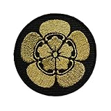 戦国武将家紋ワッペン「織田信長・五つ木瓜（織田木瓜）」（直径7cm）【刺繍 アイロン接着 和柄】