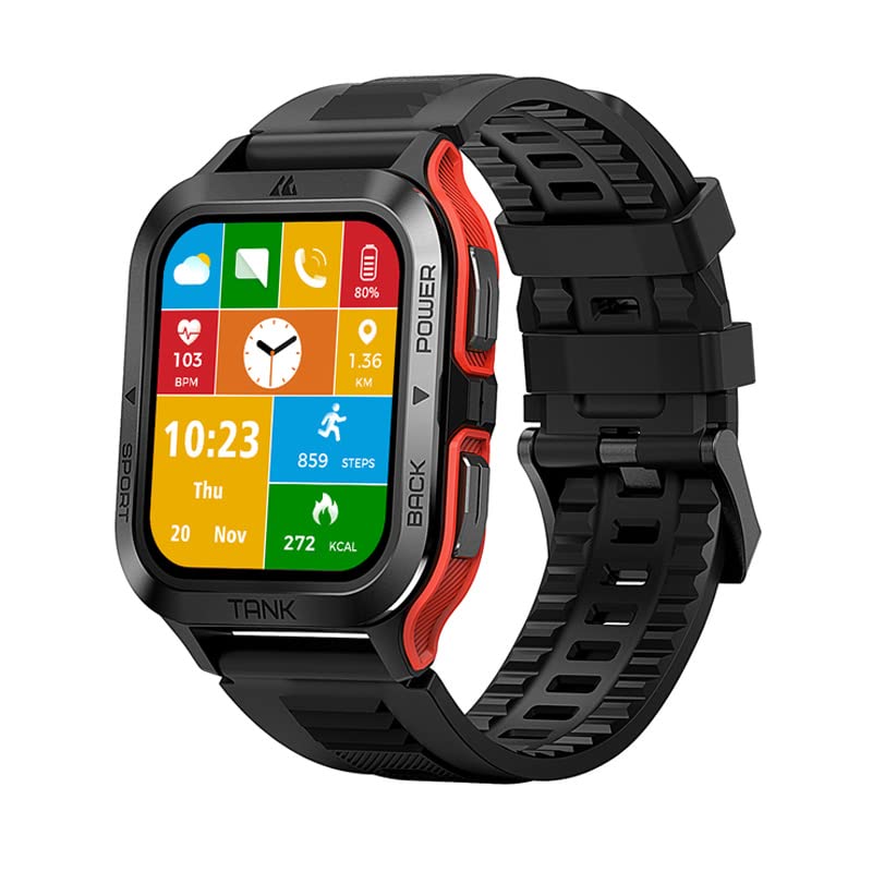 AMAVKOSPET TANK M2 Military Smartwatch AI Voice Answer Call Watch 70 Sport Mode IP69K Waterproof Fitness Sports Watch Unisex (Red)