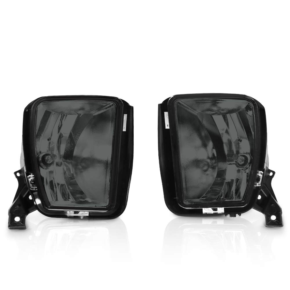 IKON MOTORSPORTSFog Lights, Compatible With 2013-2018 Ram 1500 & 2019-2024 Ram 1500 Classic Pickup Truck, Passenger & Driver Side Smoke Lens Front Bumper Driving Lamp w/ 9006 12V 35W Bulbs