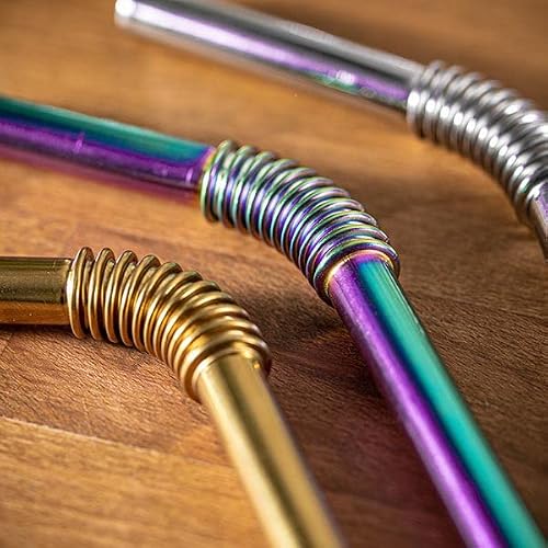 Bendable Straw | The Only Flexible Stainless Steel Straw | Patented & Hygienic Certified | Metal Straw | Reusable | Drinking Straws | 5 Pcs Set (Rainbow) #TOP6