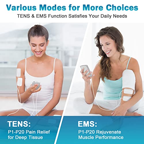 Stimease Tens Unit Muscle Stimulator, 24 Modes Dual Channel Tens Ems Muscle Stimulator For Back, Neck, Muscle Pain Relief, Electric Rechargeable Pulse Massager With 12 Electrode Pads #TOP3