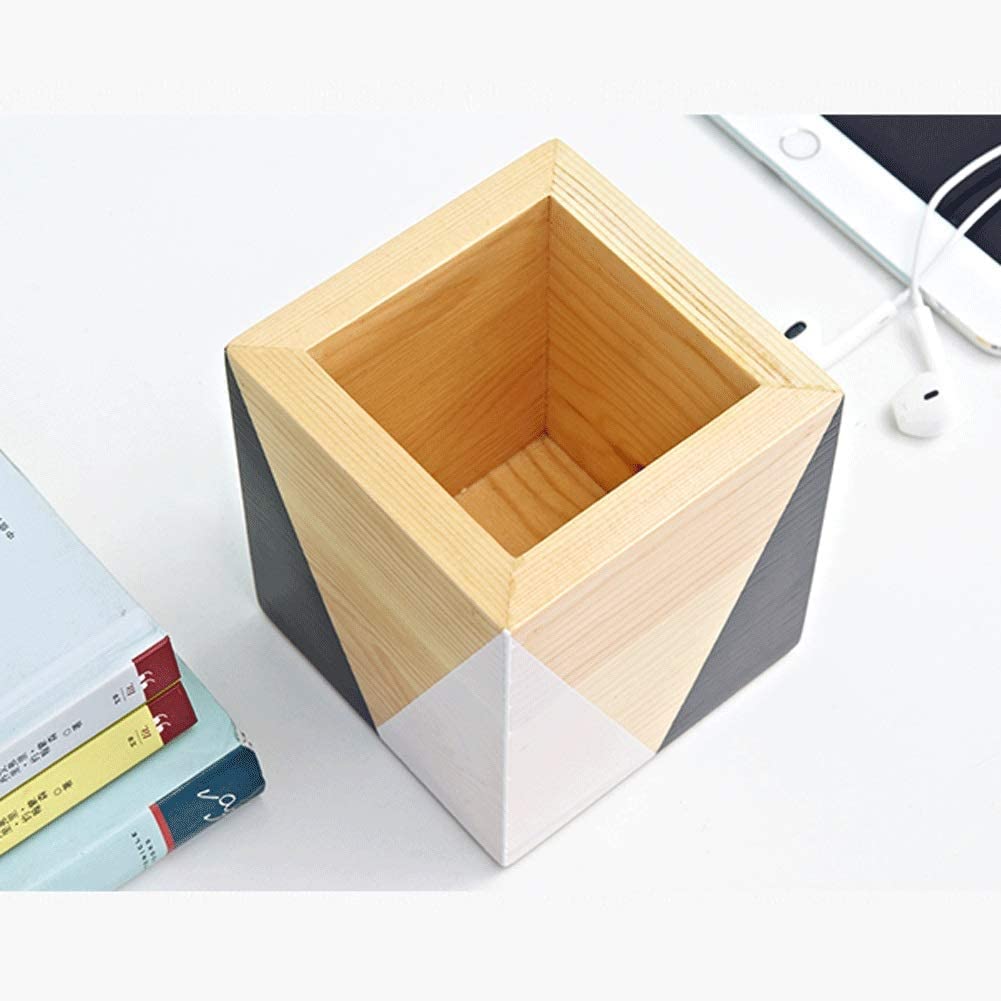 Papelería Portalápices de madera maciza, portalápices duradero multifunción, almohadilla de goma antideslizante, soporte para brochas de maquillaje, soporte para almacenamiento de bolígrafos Portalápices