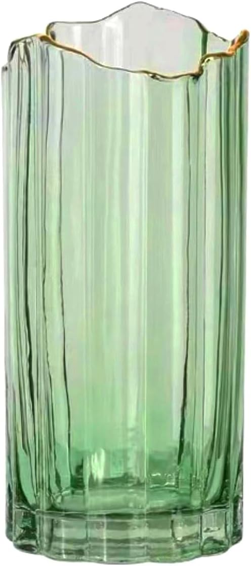 Heavy Glass Vase for Flower Tall Vase Cylinder Vase Tabletop Decoration Green 4.7" L x 4.7" W x 11.8" H