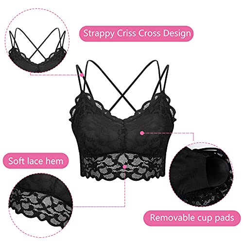 ONESING 8 Pcs Lace Bralettes for Women Padded Bralettes Lace Bra Bralettes Lace Lingerie for Women Girls with Removable Pads2