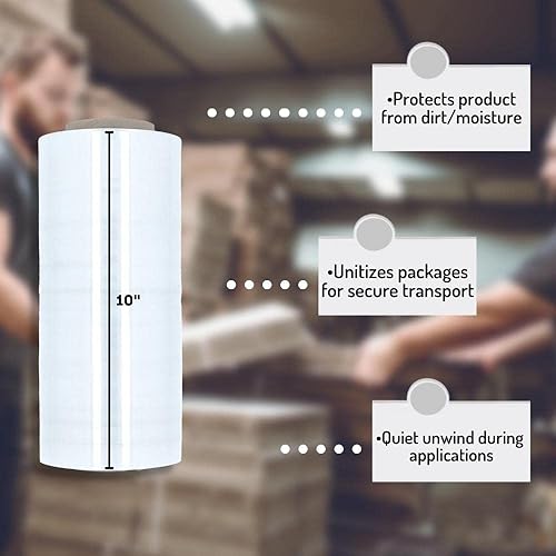 Miniatura 5 de PSBM - Envoltura elástica para máquina, 1 paquete, 10 pulgadas x 6000 pies, calibre 80, adherencia de plástico transparente, rollos de película