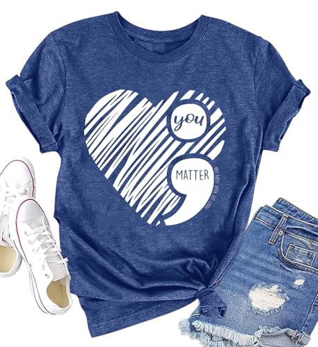 Suicide Awareness Shirt Women Suicide Prevention Shirt Therapist Psychologist Motivational Graphic Tee Tops